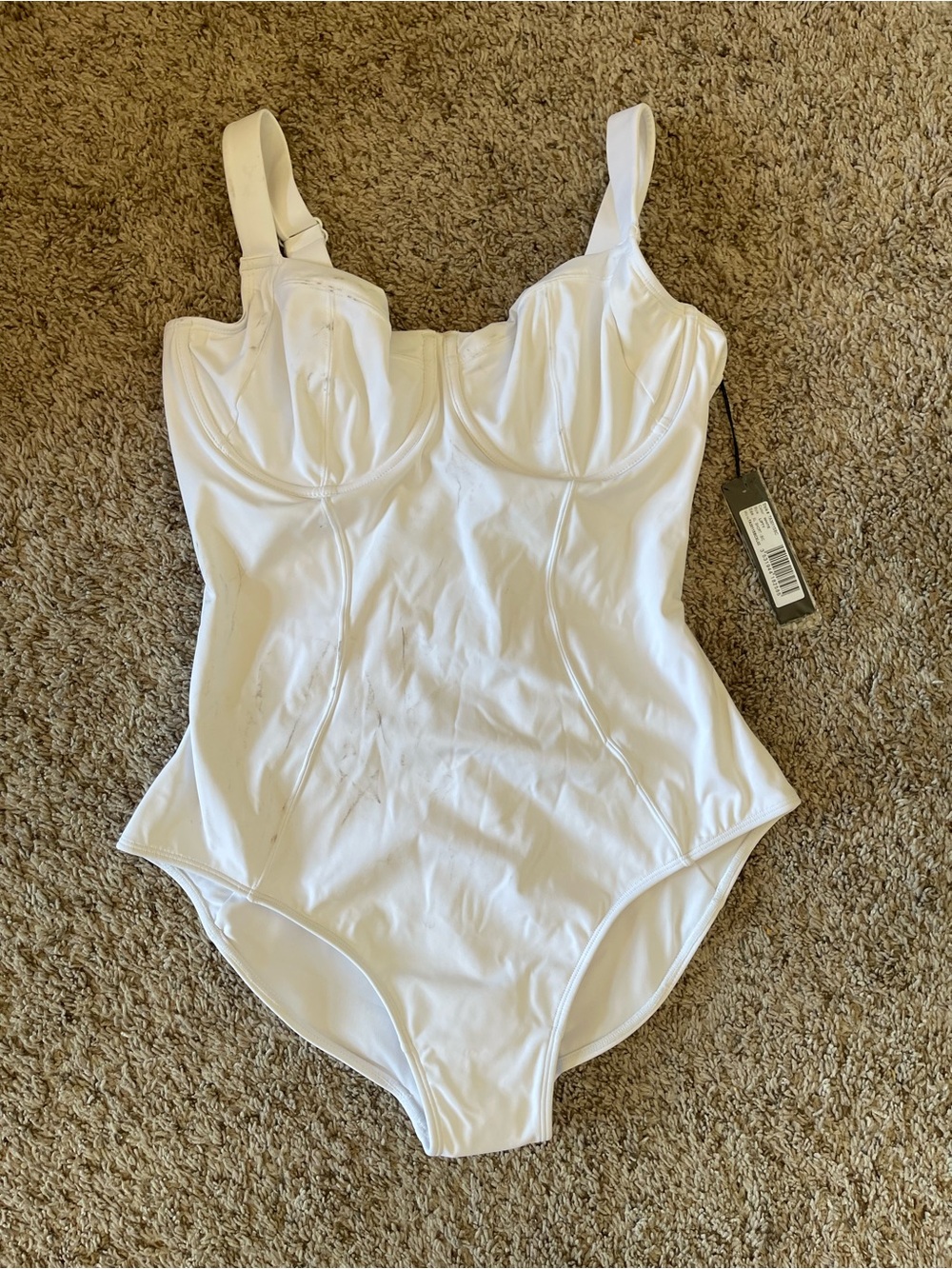FLAWED* TA3 Lifty White One Piece Swimsuit XL Short B/C NWT FLAWED